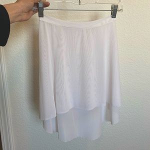 Eleve high-low white mesh skirt